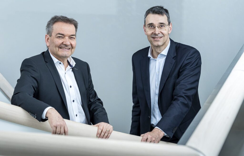 René Bock (links) hat den Führungsstab im TKB-Bankrat Anfang Juli 2022 seinem Nachfolger Roman Brunner übergeben.