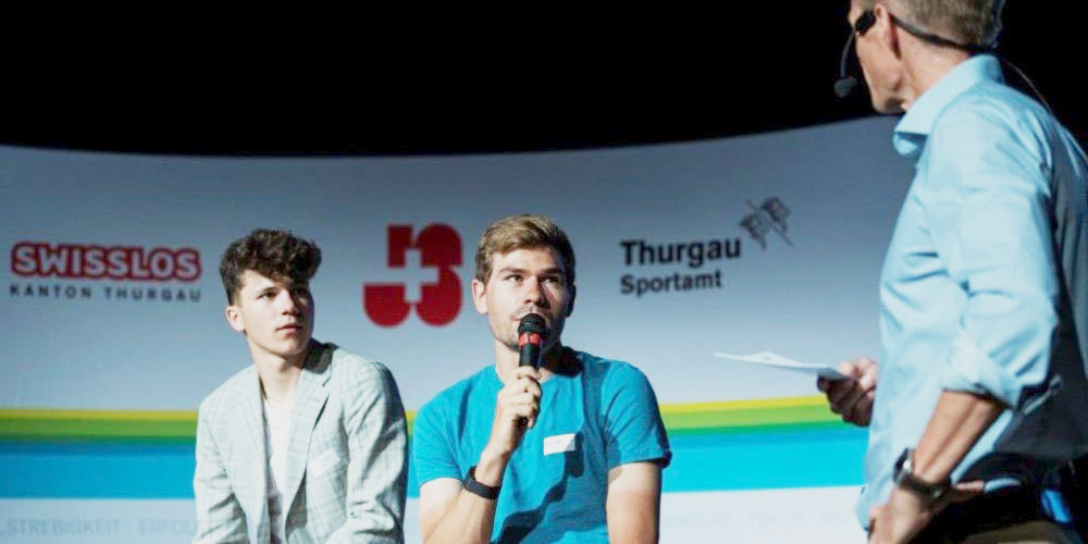 Europameister Stefan Bissegger (Mitte) stellte sich den Fragen