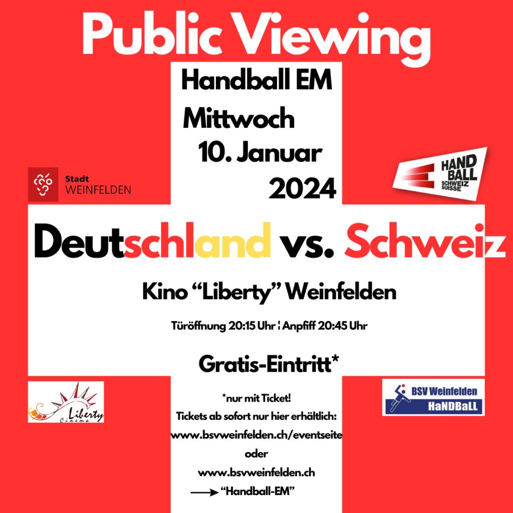 Handball EM-Eröffnungsspiel Deutschland – Schweiz im Kino Weinfelden wyfelder